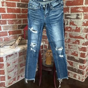 Distressed Blue Jeans